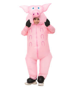 Inflatable Pig Costume Full Body Suit Pink Pig Costumes Air Blow Up Suit Party Dress Halloween And Christmas Cosplay--Only Supports Self-pickup.