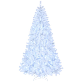 FCH 7ft 1346 Branches Automatic Tree Structure PVC Material 500 Lights Cool Color 8 Modes Christmas Tree White
