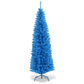 6FT Artificial Christmas Tree - 520 Branch Tips, Blue Pencil Shape Design