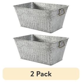 Ice bucket Large Rectangle Galvanized Tub, 22 in L x 15 in W x 10 in H