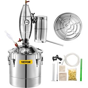 VEVOR 20L 5.3Gal Water Alcohol Distiller 304 Stainless Steel Alcohol Still Wine Making Boiler Home Kit with Thermometer for Whiskey Brandy Essent
