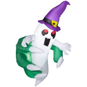 Outsunny 4ft Inflatable Halloween Decoration, Lighted Window Sticker Ghost In Hat, Blow Up Outdoor LED Yard Display, Waterproof