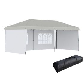 Outsunny 10' X 20' Pop Up Canopy Tent With 4 Sidewalls, Heavy Duty Tents For Parties, Outdoor Instan (Color: White)