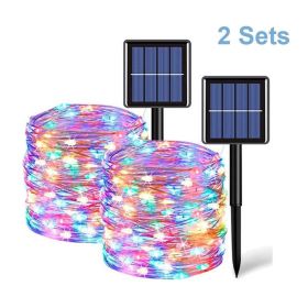 Set Of 2 Solar Fairy String Lights 20M 200 LED Copper Wire Outdoor Garden Decor (Option: Colorful)
