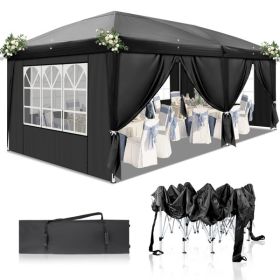 10X20ft Black 6 Sided -4 Window Folding Shed Oxford Cloth (Option: 10X20ft)