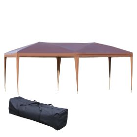 Outsunny 10' X 19.2' Pop Up Canopy Tent, Heavy Duty Tents For Parties, Outdoor Instant Gazebo Sun Sh (Color: Brown)