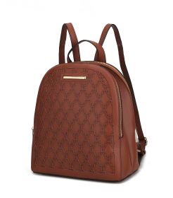 MKF Collection Sloane Vegan Leather Multi-Compartment Backpack by Mia K. (Color: Cognac, Pattern: Vegan Leather)