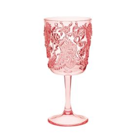 Paisley Plastic Wine Glasses Set of 4 (13oz), BPA Free Acrylic Wine Glass Set, Unbreakable Red Wine Glasses, White Wine Glasses (Color: as Pic)