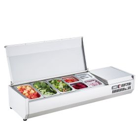 VEVOR Refrigerated Condiment Prep Station, 140 W Countertop Refrigerated Condiment Station, with 3 1/3 Pans & 4 1/6 Pans (Default: Default)