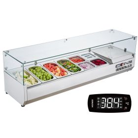 VEVOR Refrigerated Condiment Prep Station, 150 W Countertop Refrigerated Condiment Station, with 4 1/3 Pans & 4 1/6 Pans (Default: Default)
