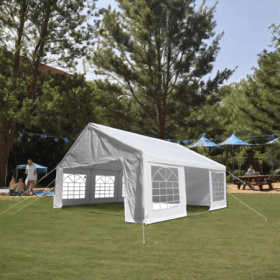 20x20 Feet Party Tent Heavy Duty Marquee Canopy Outdoor Wedding Tent Carport Events Shelter Tent For Parties BBQ With Storgae Carry Bags (Color: White)